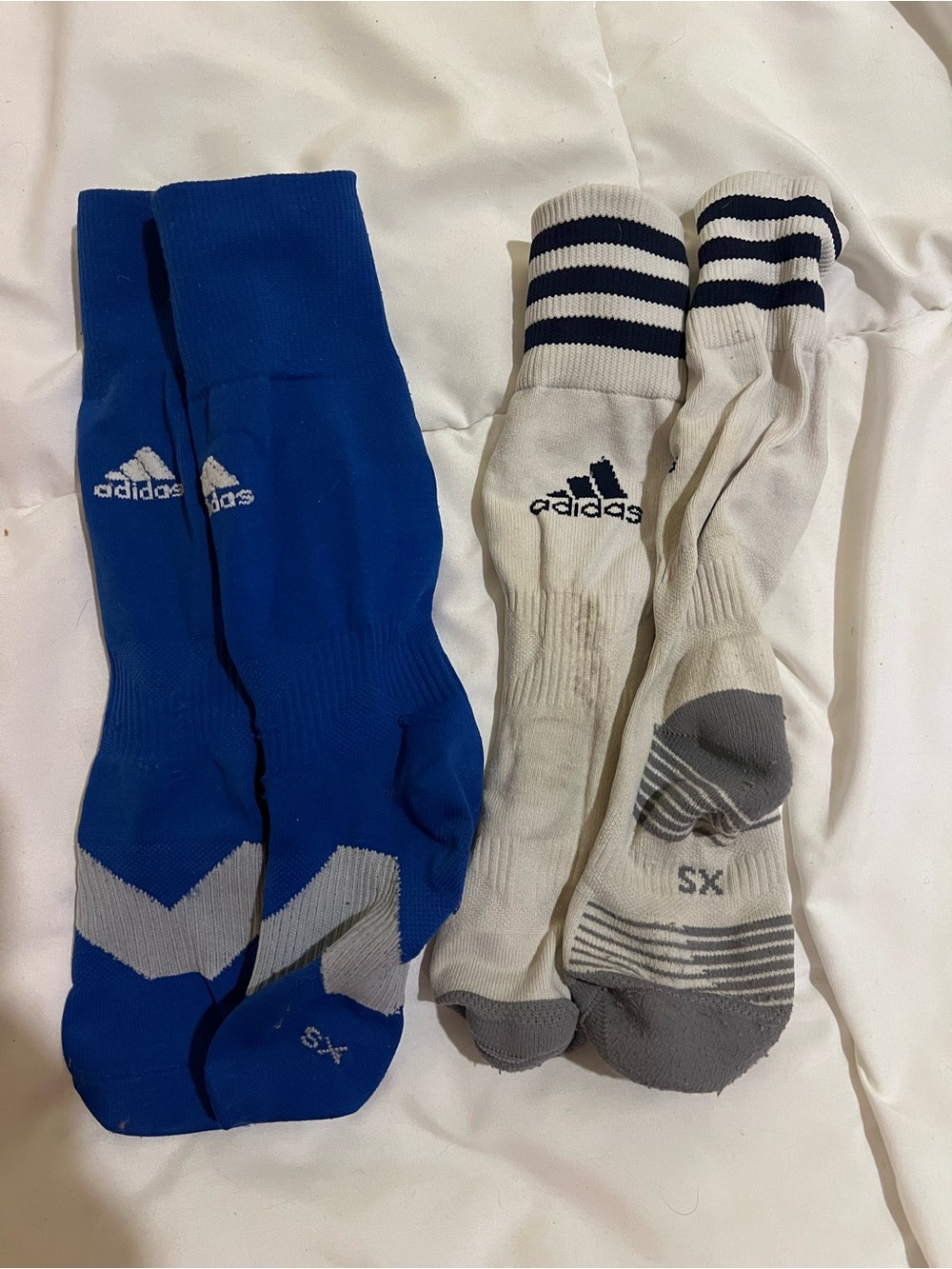 adidas Kids Crew Socks - Blue and White Athletic Pair